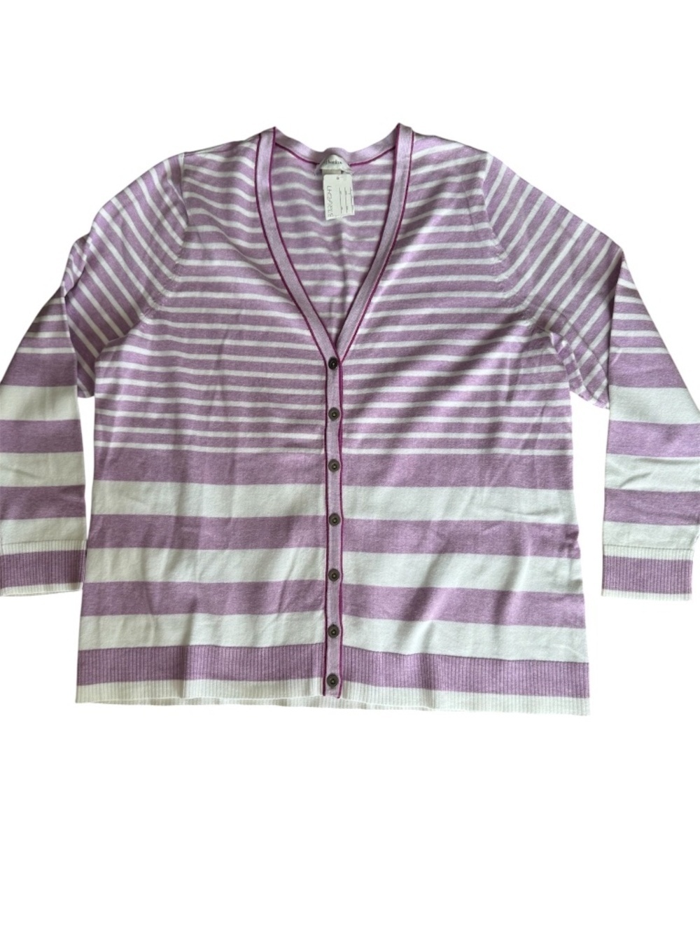 CJ Banks Purple and White Striped Sweater Cardigan Size 1X